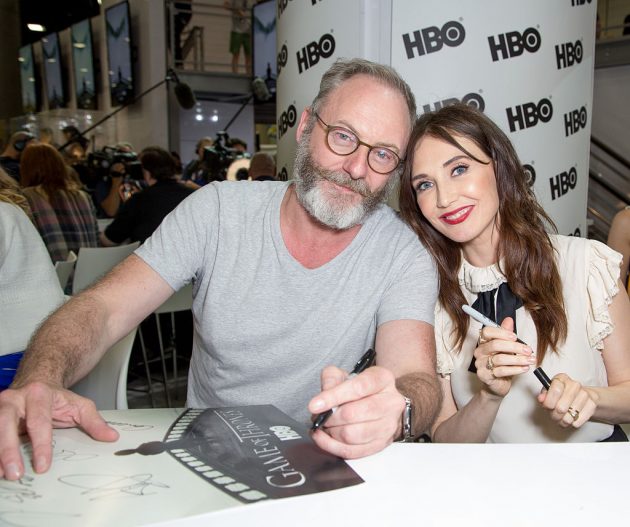 SAN DIEGO, CA - JULY 10: Actors Liam Cunningham (L) and Carice van Houten attend a fan signing for 'Game of Thrones' during Comic-Con International on July 10, 2015 in San Diego, California. (Photo by Chelsea Lauren/WireImage)